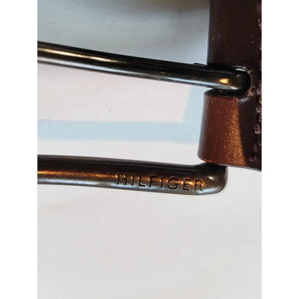 Tommy Hilfiger‎ Brown Braided Belt Sz 34 Men's Logo Preppy